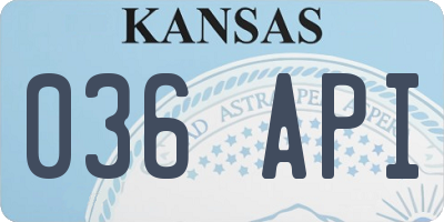 KS license plate 036API