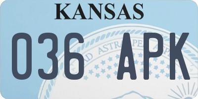 KS license plate 036APK