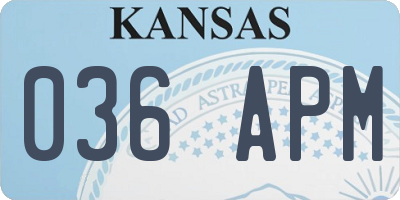 KS license plate 036APM