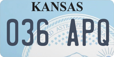 KS license plate 036APQ