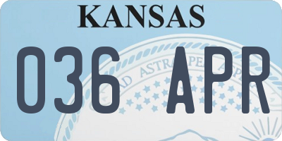 KS license plate 036APR