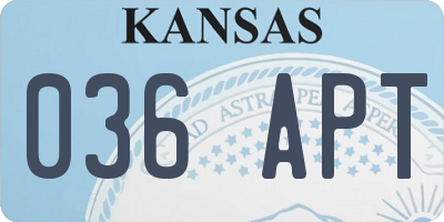 KS license plate 036APT