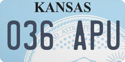 KS license plate 036APU