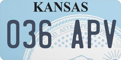 KS license plate 036APV