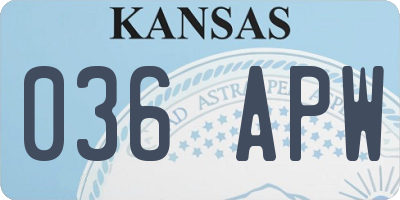 KS license plate 036APW