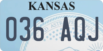 KS license plate 036AQJ