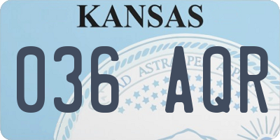 KS license plate 036AQR