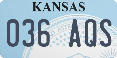 KS license plate 036AQS