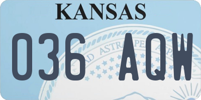 KS license plate 036AQW
