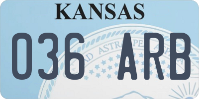 KS license plate 036ARB