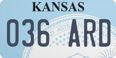 KS license plate 036ARD
