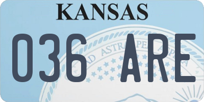 KS license plate 036ARE