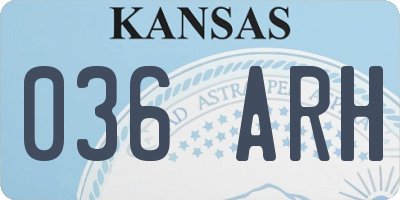 KS license plate 036ARH