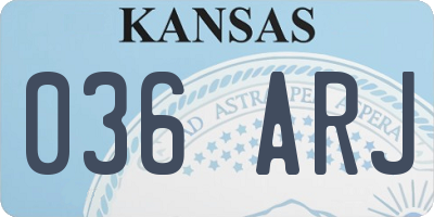 KS license plate 036ARJ