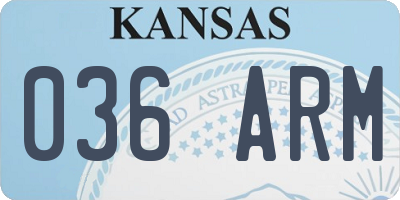 KS license plate 036ARM