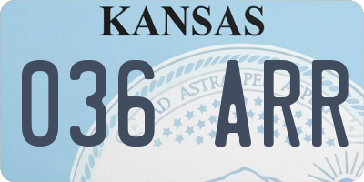 KS license plate 036ARR