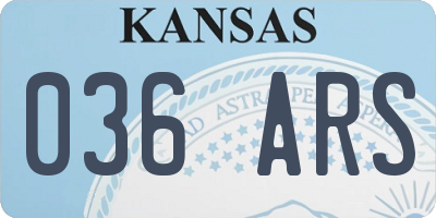 KS license plate 036ARS