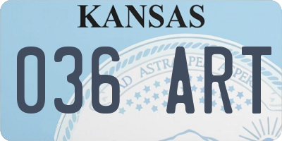 KS license plate 036ART