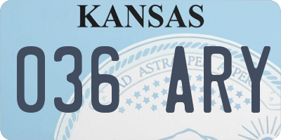 KS license plate 036ARY