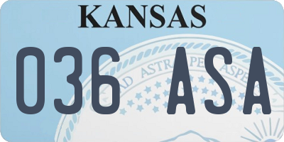KS license plate 036ASA