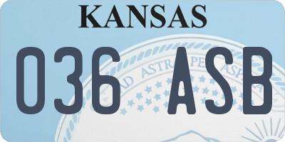 KS license plate 036ASB