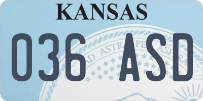 KS license plate 036ASD