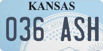 KS license plate 036ASH