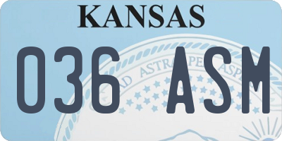 KS license plate 036ASM