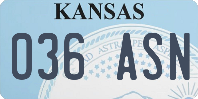KS license plate 036ASN