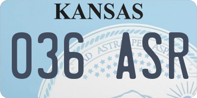 KS license plate 036ASR