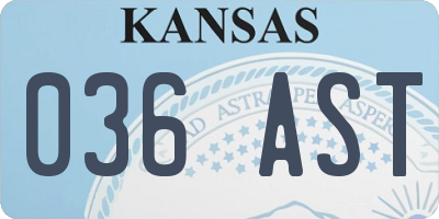 KS license plate 036AST