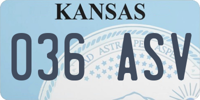 KS license plate 036ASV