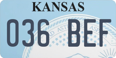 KS license plate 036BEF