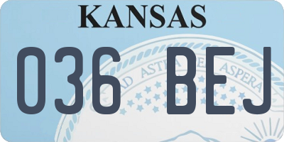 KS license plate 036BEJ