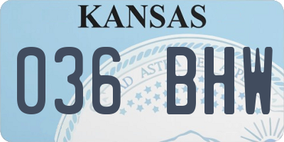 KS license plate 036BHW