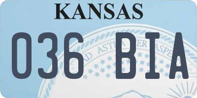 KS license plate 036BIA