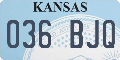 KS license plate 036BJQ