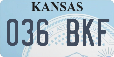 KS license plate 036BKF
