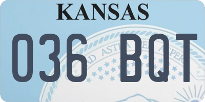 KS license plate 036BQT