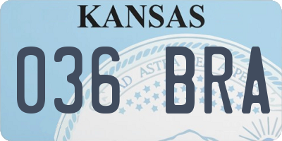 KS license plate 036BRA