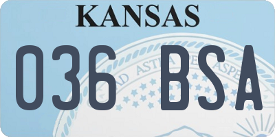 KS license plate 036BSA
