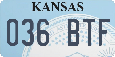 KS license plate 036BTF