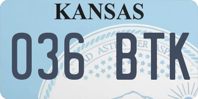 KS license plate 036BTK