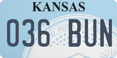 KS license plate 036BUN