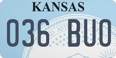 KS license plate 036BUO