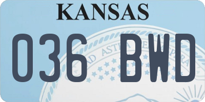 KS license plate 036BWD