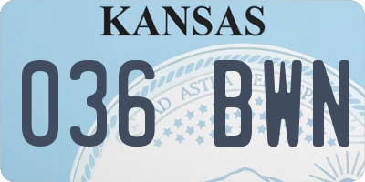 KS license plate 036BWN