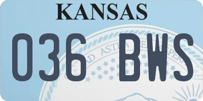 KS license plate 036BWS