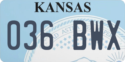 KS license plate 036BWX