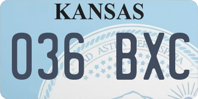 KS license plate 036BXC